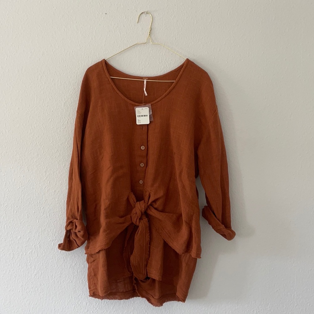 Free People Tie Oversized Top Romper X Small